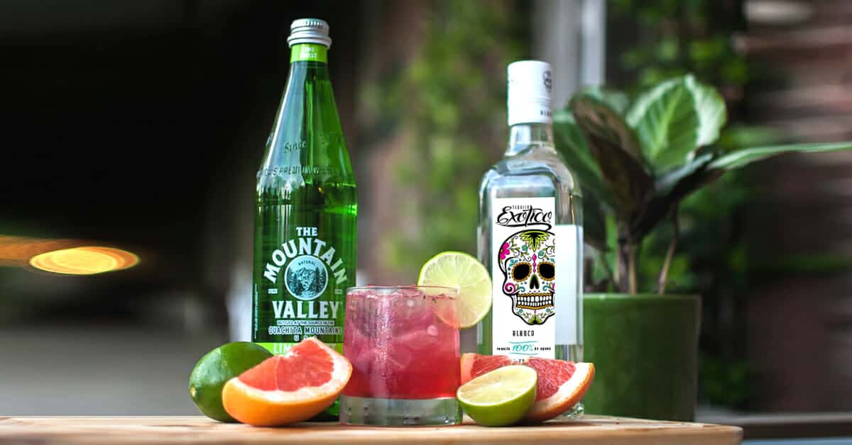 Tasty Tequila Grapefruit Lime Twist Sparkling Summer Spritzer Recipe by Mountain Valley